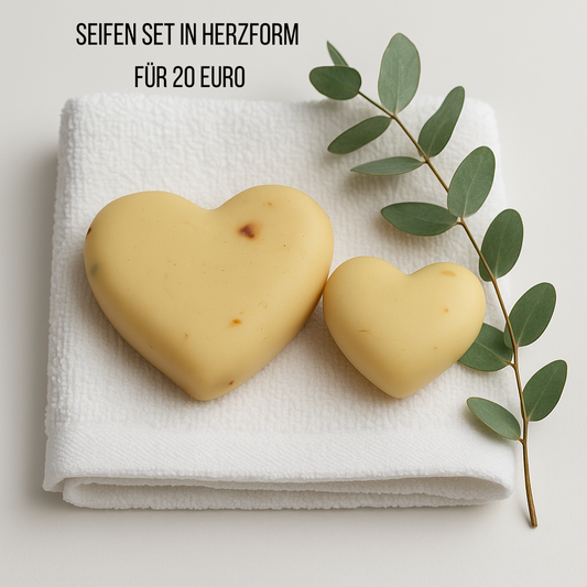 Geschenkidee Mama - Herzseife Set groß und klein aus handgesiedeter Naturseife