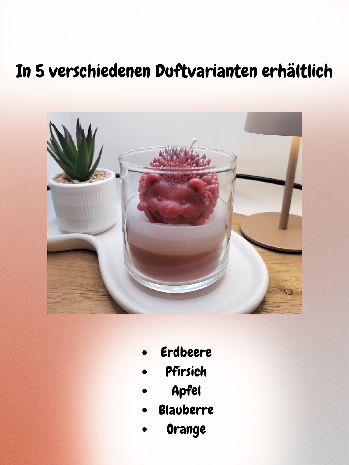 Frühlings-Igel-Duftkerze in einer wählbaren fruchtigen Duftrichtung