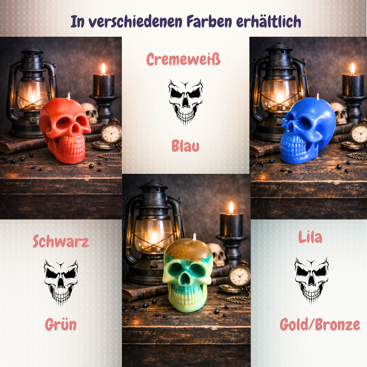 Gothic Deko – Totenkopf Kerze im Dark-Aesthetic-Stil