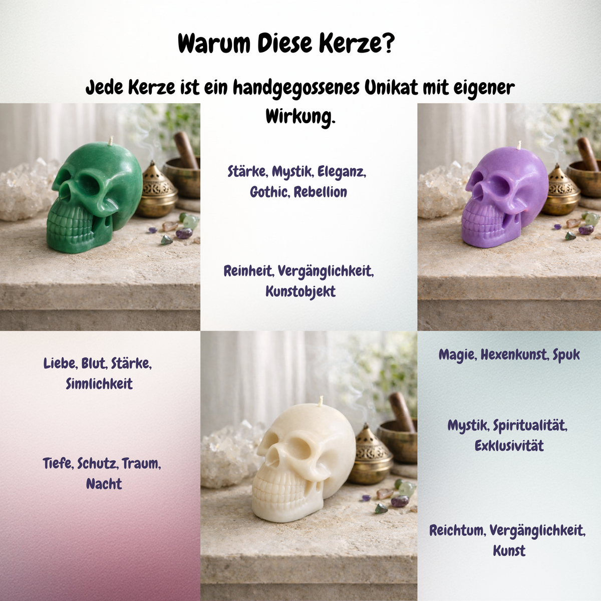 Gothic Deko – Totenkopf Kerze im Dark-Aesthetic-Stil