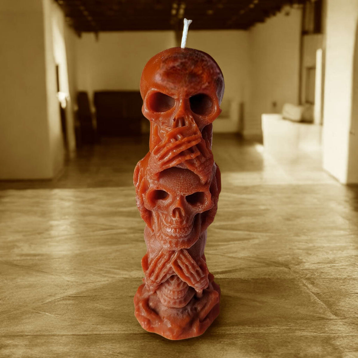 Totenkopf-Kerze „Nicht sehen, nicht hören, nicht sprechen“
