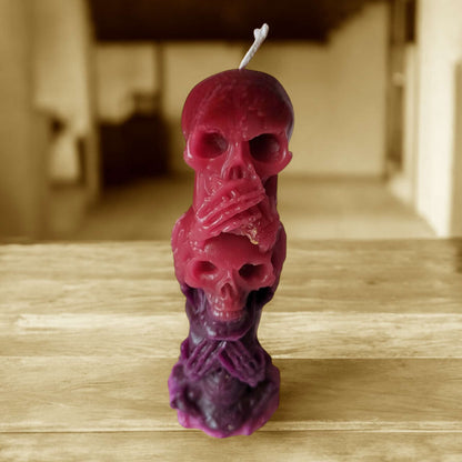 Totenkopf-Kerze „Nicht sehen, nicht hören, nicht sprechen“