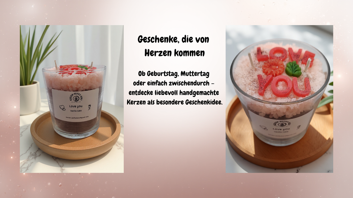 Handgemachte Kerzen als Geschenkidee für Frauen, Familie oder besondere Anlässe.