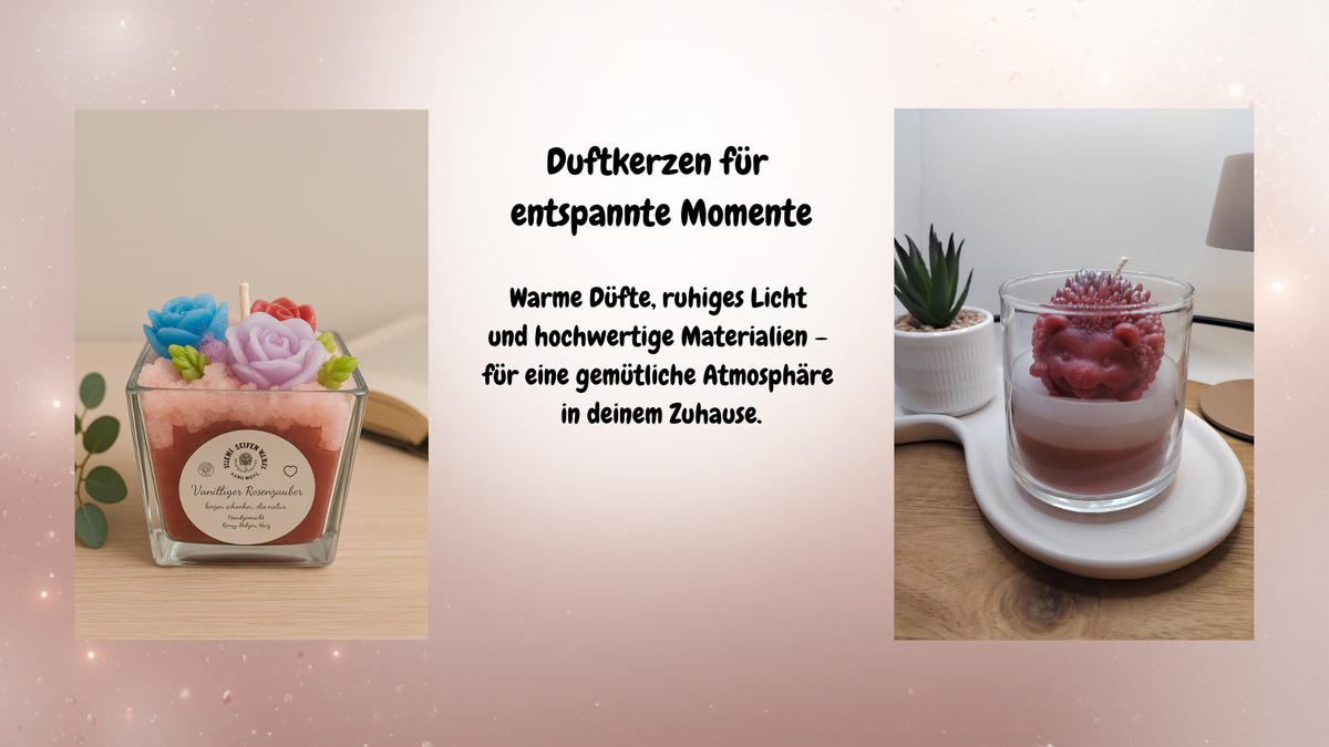 Duftkerze mit ruhiger Flamme für entspannte Wohlfühlmomente im Zuhause.